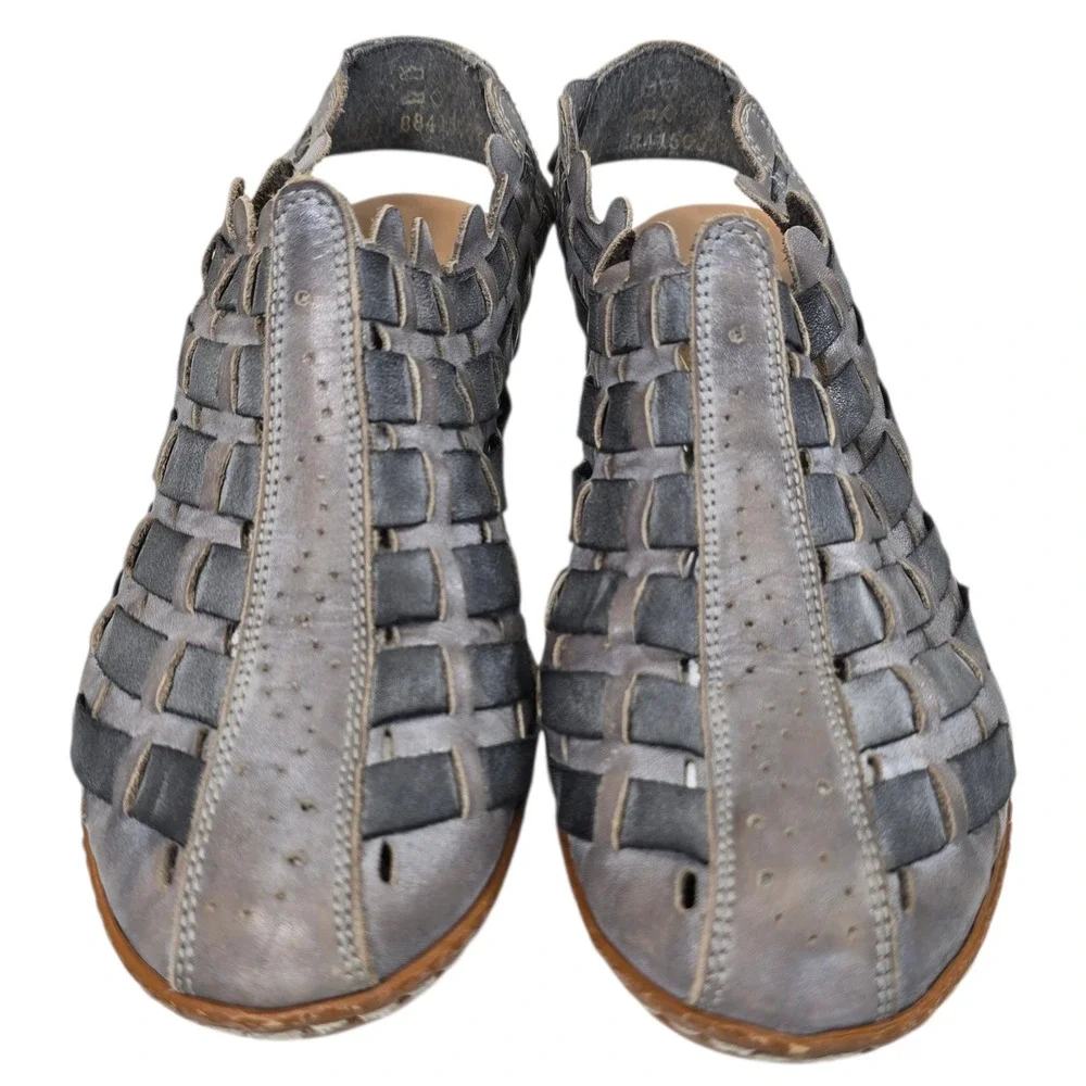 Rieker Antistress Woven Leather Slingback Sandals Women Size 37‎ Gray